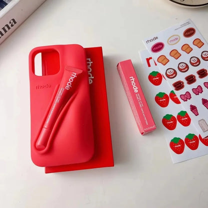 Luxury Aesthetic Rhode Lip Balm Design Matte Silicone Shockproof Phone Case All Matching Color Protective Case For iPhone Series