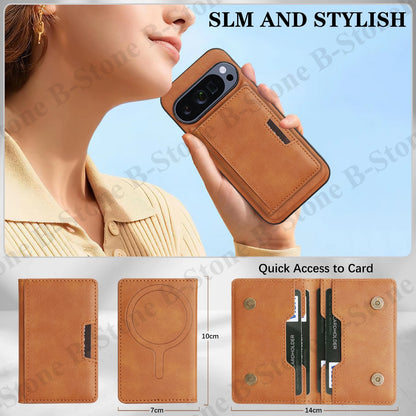 Wallet Leather Case For Google Pixel 8 8Pro 8A 9 9Pro 9A 10 10Pro 10A Pro XL ProXL Cards Bag Wireless Charging Phone Cover