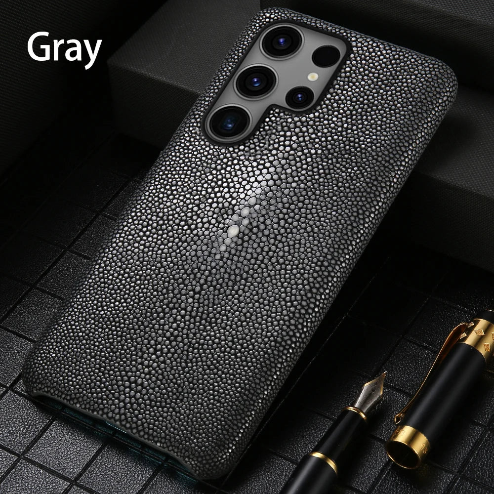 Genuine Stingray Leather Phone Case for Samsung Galaxy S 26 S26 Ultra S24 S23 S25 Plus S22 S21 A57 A56 A55 5G Luxury Back Cover