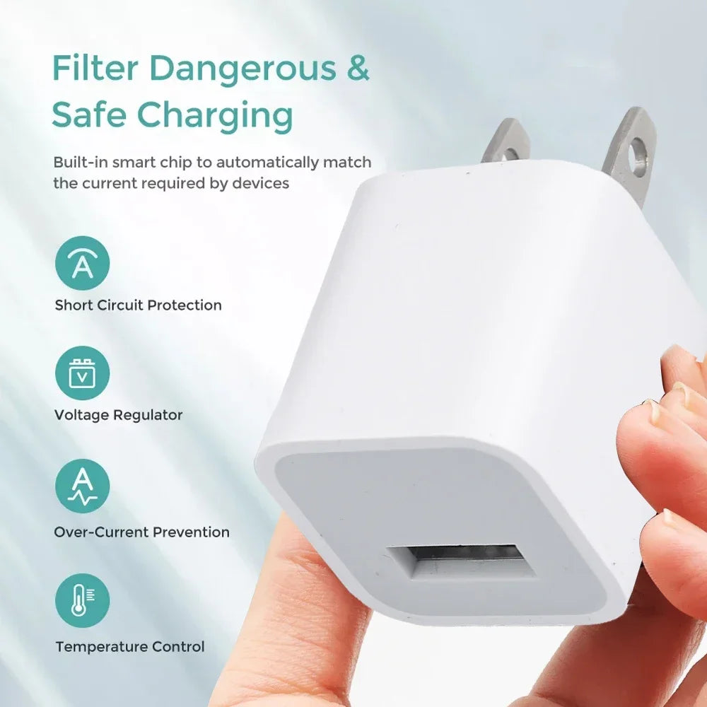 1-5Pcs USB Wall Charger Adapter Fast Charging For iPhone 14 13 12 11 Pro Max XR XS X 8 7 6 Plus for iPad Travel Adapter US Plug