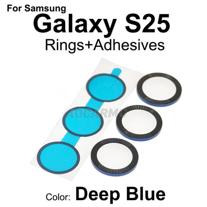 Aocarmo For Samsung Galaxy S25 SM-S9310/S931U/S931B Rear Back Camera Lens Glass Metal Ring Frame With Adhesive Repair Part