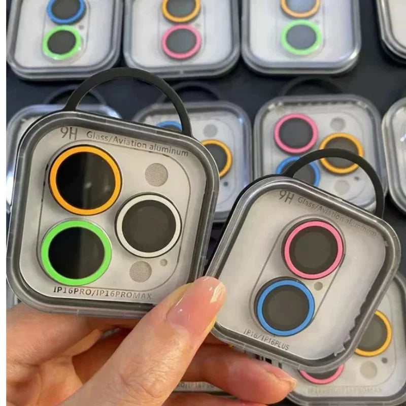 Luminous  Camera Protector For IPhone 16 Pro Max 16 Plus 15Pro Lens Film Ring Anti-Scratch Tempered Glass Glowing Protective Cap