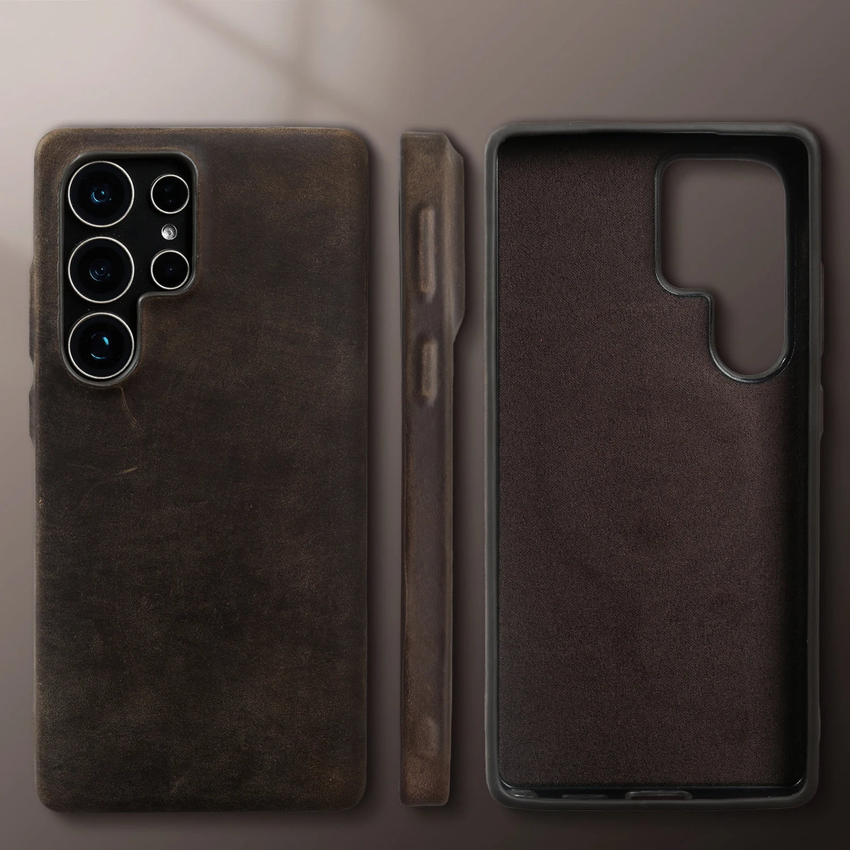 Crazy Horse Pattern Genuine Leather Case For Samsung Galaxy S25 Ultra S24 FE S23 Plus S22 S21 S20 Note 20 Ultra Back Cover Case