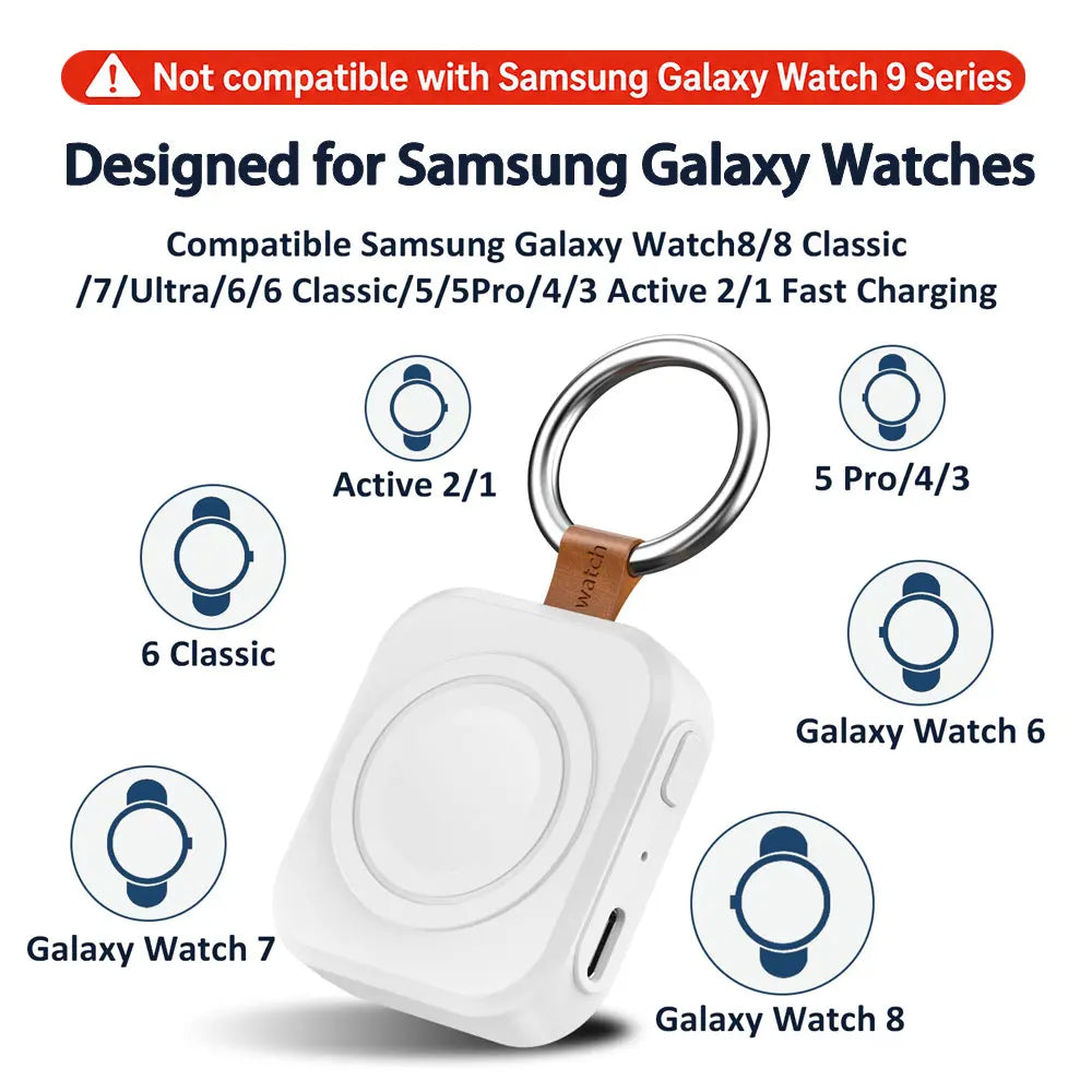 Magnetic Wireless Portable Watch Type C Fast Charger for Samsung Galaxy Watch 8/8 Classic/Ultra/5/4 Pro/4/3 Active Fast Charging