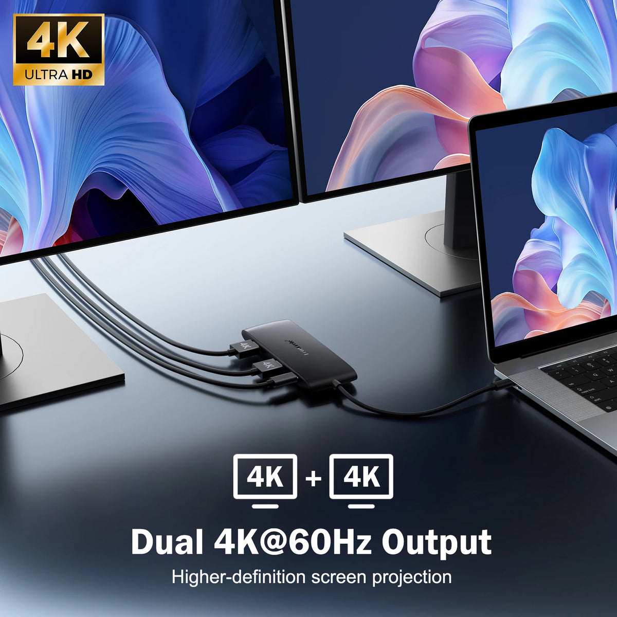 Lemorele USB-C Hub 10Ports Docking Station USB Type C to Dual HDMI 4K 30Hz VGA USB 3.0 Adapter PD100W SD Card Reader for MacBook
