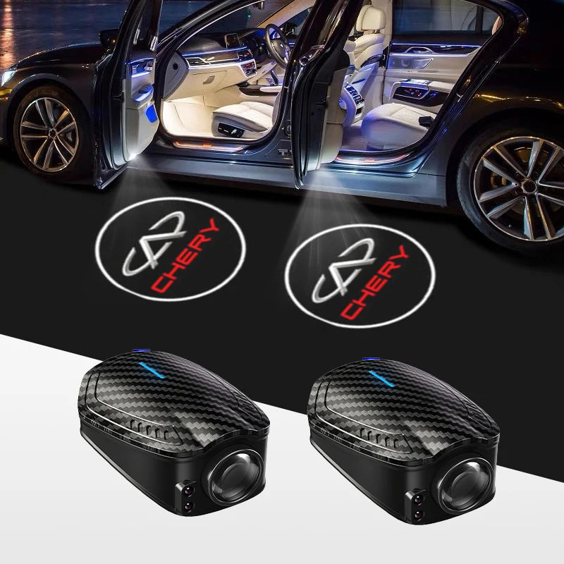 2pcs USB Rechargeable Car Door HD LED Lamps Projector Courtesy Welcome Lights For Chery Series Arrizo Tiggo 7 4 3 5 Pro 8 Plus