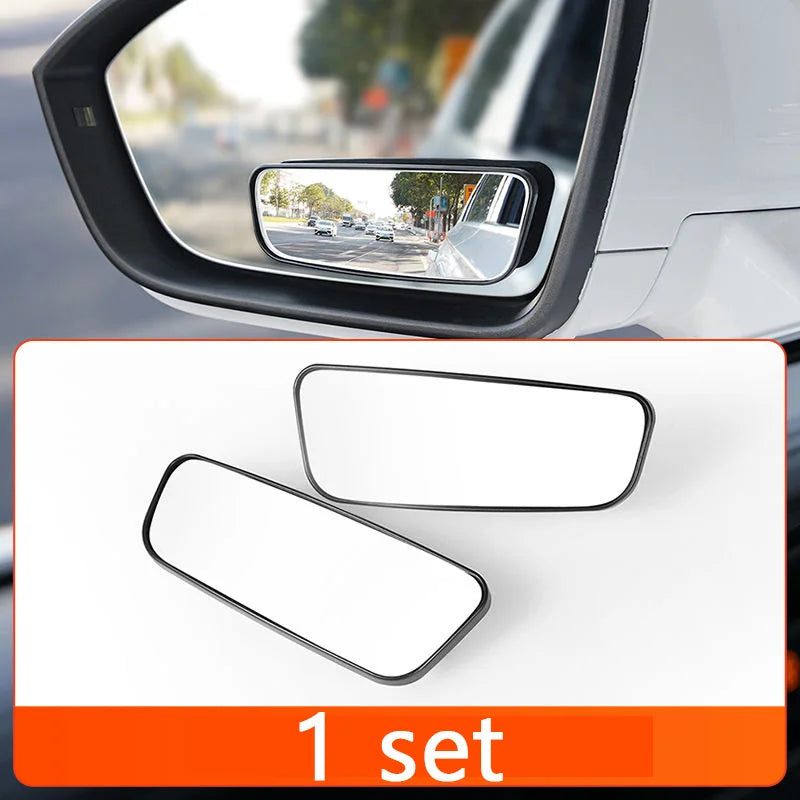 Adjustable blind spot mirror for car, 360 degree auxiliary convex mirror, round frame, wide angle, for reverse, 2 pieces