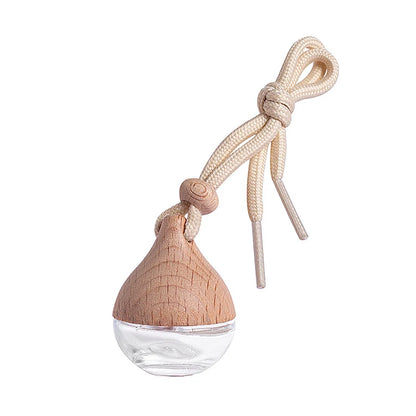 6ML Empty Car Air Freshener Pendant Perfume Glass Bottle With Wooden Caps Refillable Car Essential Oil Diffuser Bottle