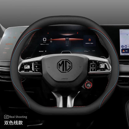 Leather Car Steering Wheel Cover for MG 3 5 One ZX RX5 ZS EHS HS PHEV Luxury Hybrid 2025 2026 Accessories