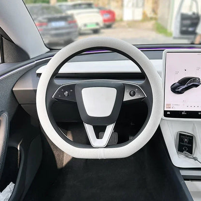 PU Leather Steering Wheel Cover For Tesla Model 3 Y Highland Anti Slip Steering Replacement Protect Cover Interior Accessories