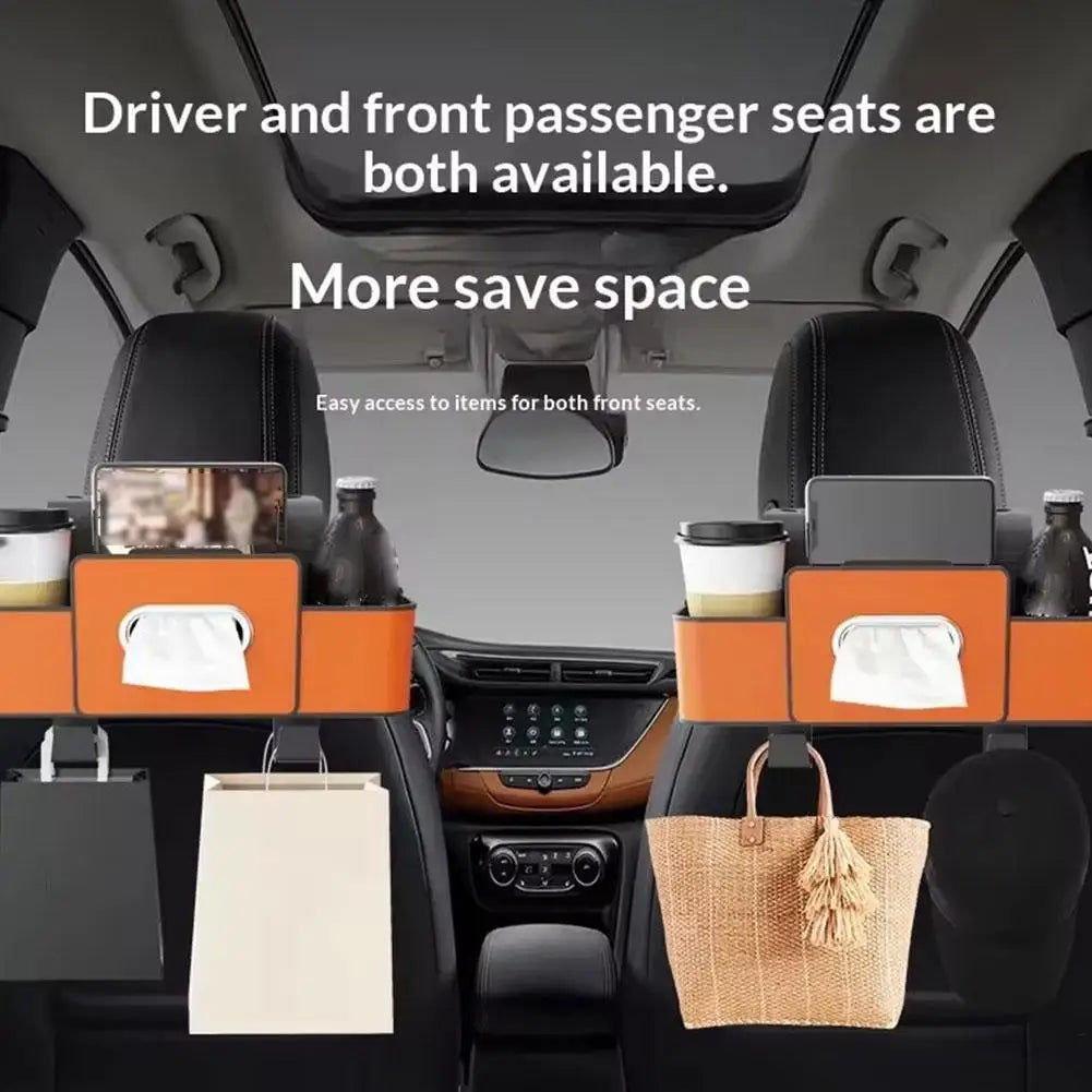 New Car Back Seat Storage Box With Tissue Box And Cup Holders Multifunctional Car Rear Seat Storage Organizer For Travel
