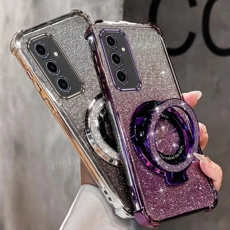 Pearl Strap Lanyard Glitter Lucky Ring Phone Holder Case For Samsung Galaxy S24 S20 S21 S22 S23 S25 FE Note 10 20 Plus + Ultra