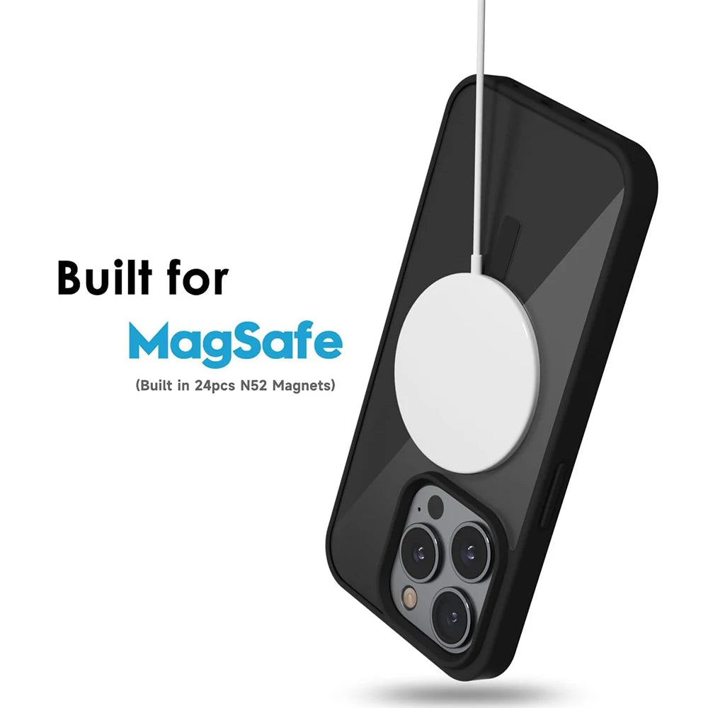 Not Yellowing Case For Magsafe Mag Safe iPhone 16 Pro Max 15 Plus 14 13 Mini 12 11 SE 2022 2020 8 16Pro Hybird Cover Accessories