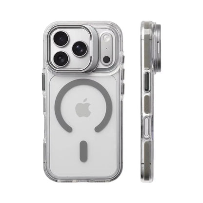 Luxury Magnetic Shockproof Clear Bumper Case for iPhone 17 Pro Max Air 16 15 14 13 12 Plus For Magsafe Lens Protect Stand Cover