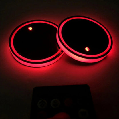 2pcs Universal Auto Car LED Cup Holder Water Bottom Mat RGB Light Decor Drink