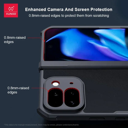 For Google Pixel 9 Pro Fold Case XUNDD Airbags Shockproof Laser Matte PC+TPU Camera Protection Folding Cover With Glass
