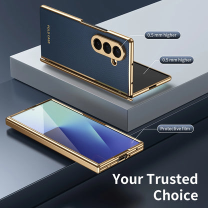 Premium Artificial PU Leather Mobile Phone Case for Samsung Galaxy Z Fold 8 7 6 5 4 with Full Cover Protection,Screen Glass Film