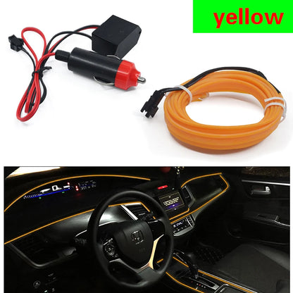 HQ 12V Universal LED Car Ambient Lamp Car Interior Decoration Light Cold Light Strips Waterproof Dashboard Console Lamp1/3/5M