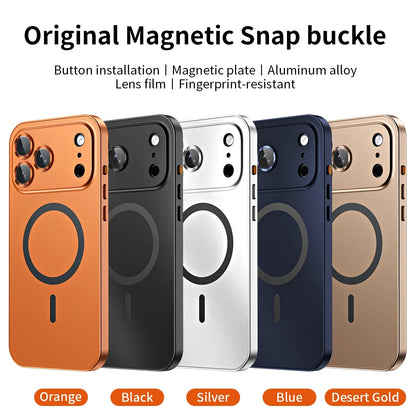 Luxurious Aluminium Magnetic Phone Case For iPhone 12 13 14 15 16 17 18 Pro Max Plus Air Lens Glass Protective Metal Phone Cover