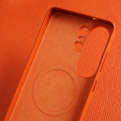 Genuine Leather Cases Magnetic Wireless Charging Lychee Pattern for Samsung Galaxy S26 Ultra S25 S24 S23 S22 S21 S20 Back Cover