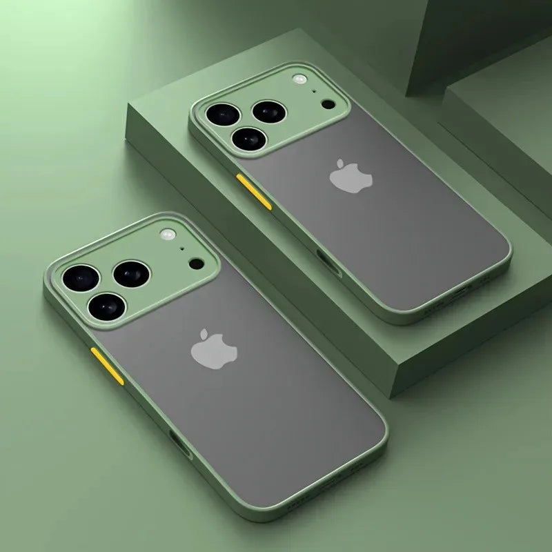 Luxury Translucent Armor Phone Case For iPhone 17 16 15 14 13 Pro Max Shockproof Bumper Cases For iPhone17 Pro Max Matte Cover