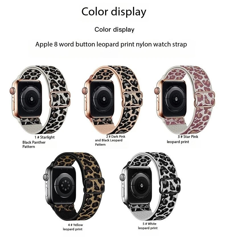 Silicone Leopard Printed Watchband for Apple Watch Ultra 2 49mm 40 42mm 44mm Bracelend Women's Leopard Print Strap IWatch Series