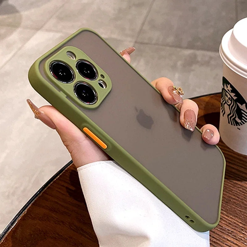 Luxury Shockproof Matte Hard PC Phone Case For iPhone 17 Air 16 16e 15 14 13 12 11 Pro Max Plus Mini Bumper Transparent Cover