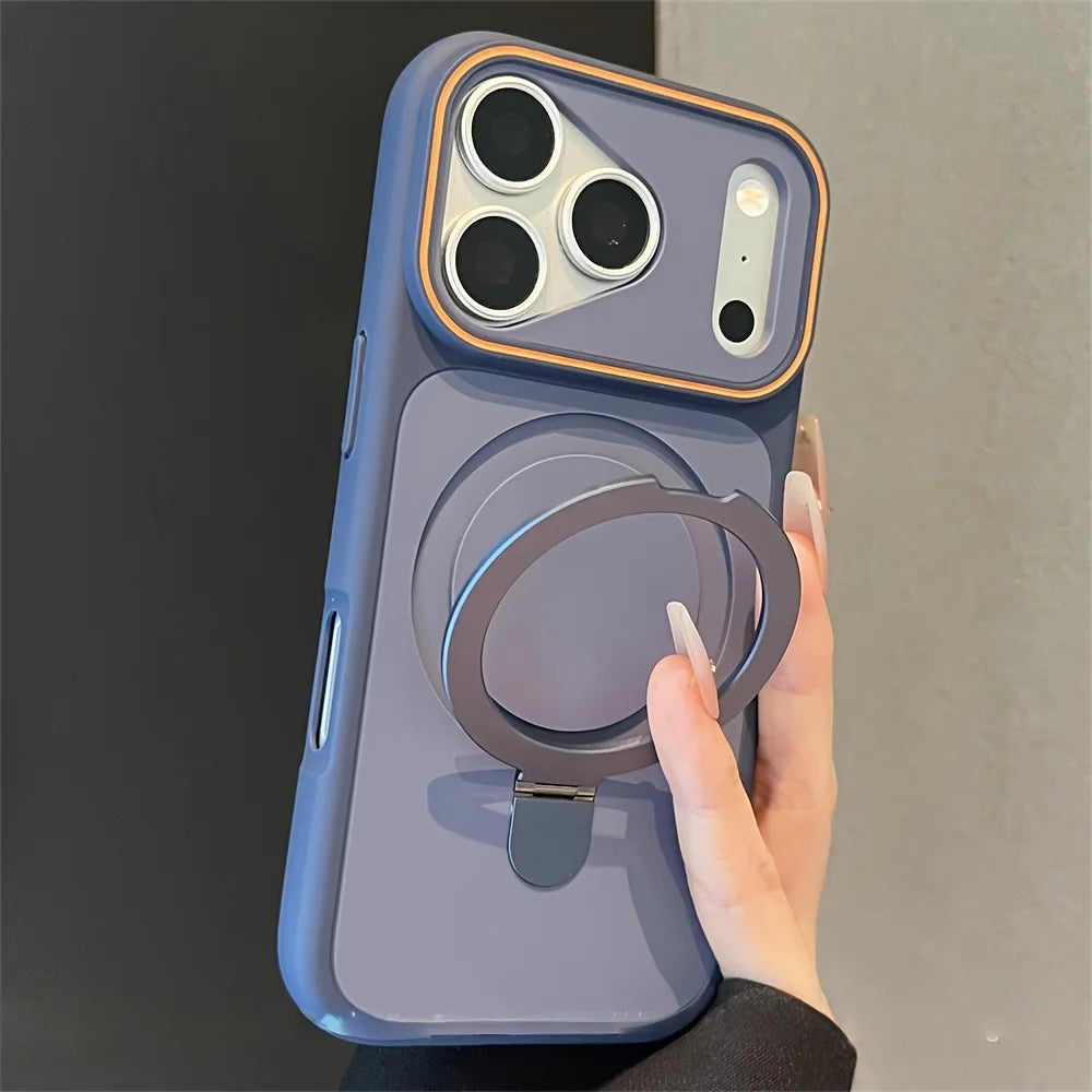 Luxury Dual Tone Metal Ring Holder for Magsafe Case for IPhone 17 Air 16 15 14 Plus 13 12 Pro Max Magnetic Wireless Charge Cover