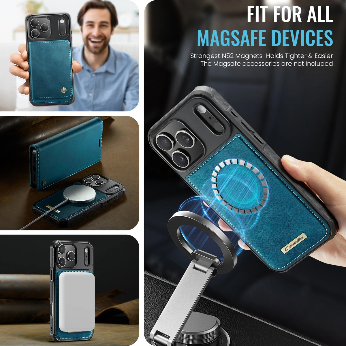 High Quality 2-in-1 Detachable Wallet Leather Magsafe Case For iPhone 17 Air 16 15 14 Plus 13 12 11 Pro Max Luxury Magnetic Flip
