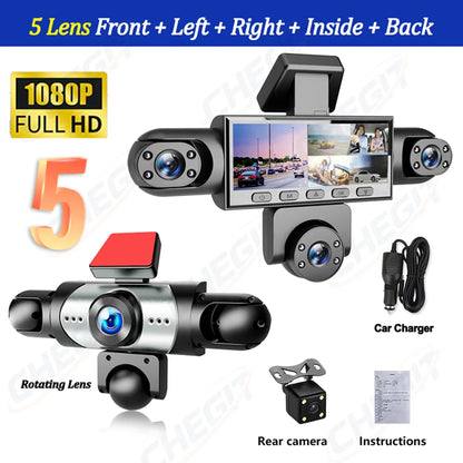New 5Channel 360 Degree Car Dvr 1080P Video Recorder WiFi APP Dashcam 24h Parking Monitor Rear View Camera Car Recorder