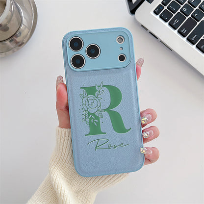 Personalized Custom Name Initial Custom Big Letter with Flowers Design Phone Case for iPhone18 17 16 15 14 13 Pro Max Plus Air