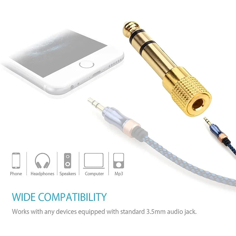 1PC Speaker Connector 6.35mm Male to 3.5mm Female Audio Connector 3.5 Jack Aux Cable for Speaker Guitar Jack