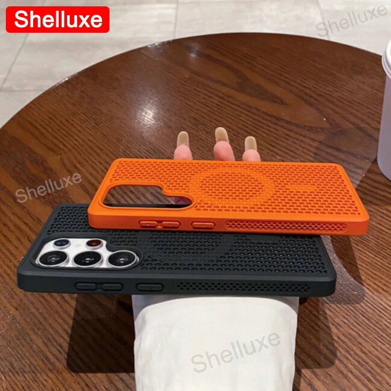 S26 Ultra Cooling Magnetic Case Shelluxe Breathable Mesh PC Hard Cases For Samsung Galaxy S26 S25 S24 S23 S22 Plus Ultra Cover