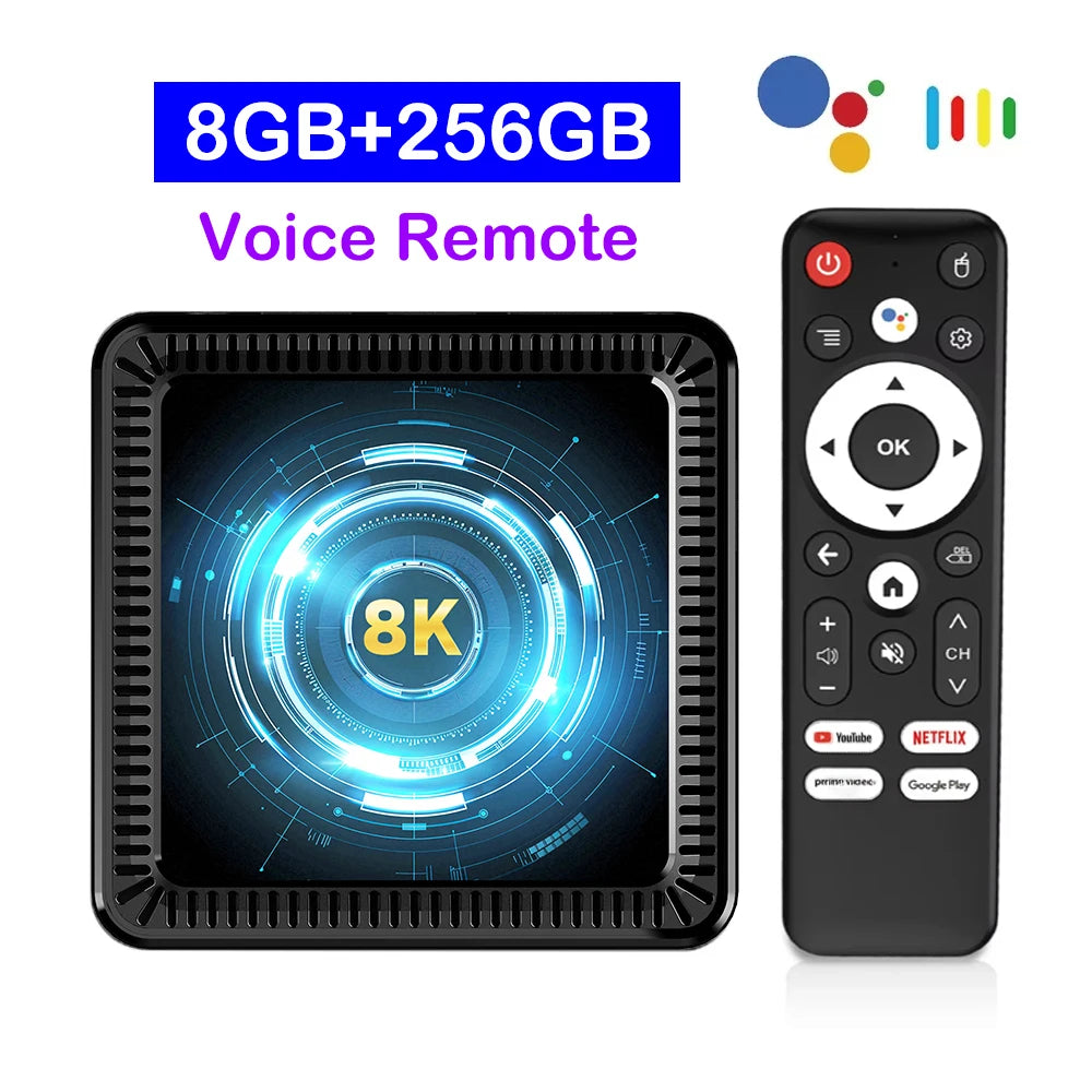 2026 Android 16 Q19 8K Smart TV Box Ram 4GB 8GB Rom 128GB 256GB Google Assistant Bluetooth 6.0 Wifi6 Streaming Media Player Fast