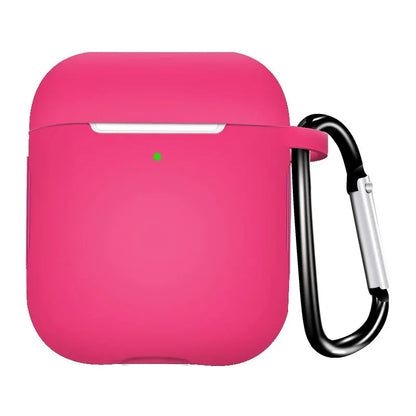 Silicone Earphone Case for AirPods 1/2 Gen Cover Case Wirless Headphones Skin-friendly Earbuds Case with Hook iPhone Case Bag