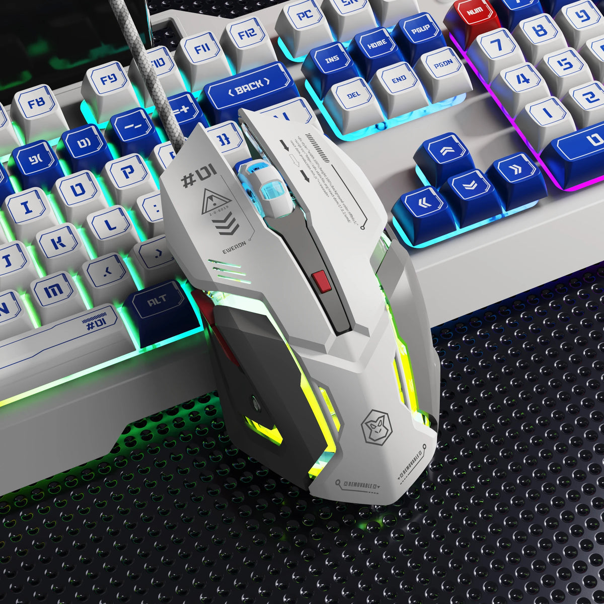 EWEADN G10 Silent Wired Gaming Mouse, Macro Programmable, Ergonomic, for Gaming & Office, Desktop/Laptop/Tablet, Quiet Operation