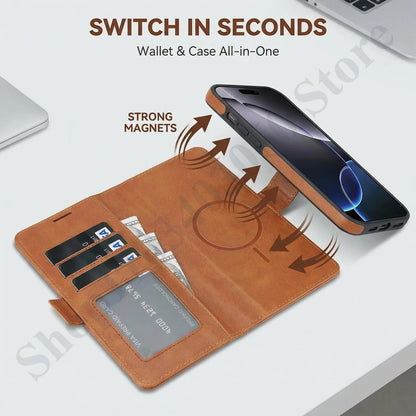 2 In 1 Leather Flip Case For Google Pixel 9 9pro 9A 10 10pro Pro XL 10A Cash Card Slots Holder Wireless Charging Phone Cover