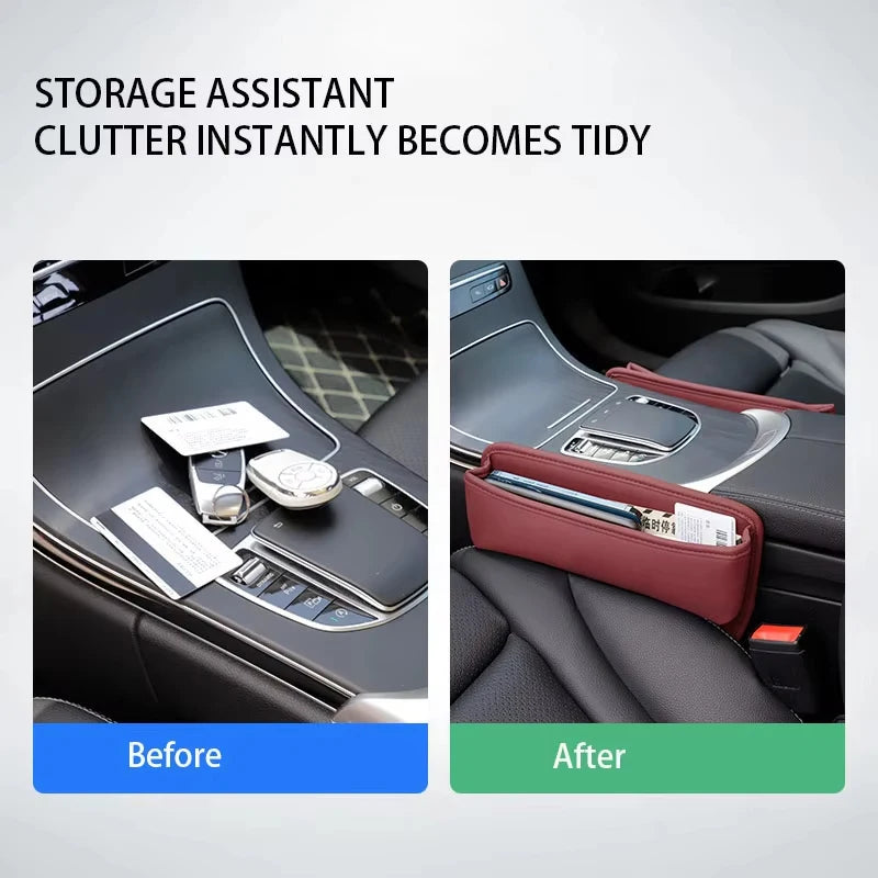 Car Seat Gap Organizer Storage Box Nappa Leather Multifunction Universal Crevice Side Storage Pocket Wallet Key Card Accessories