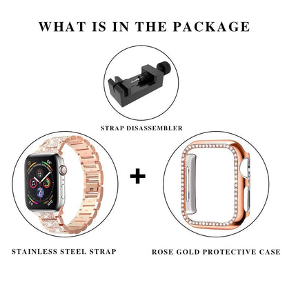 Chains Strap Case+Strap Metal Band Women Bracelet For Apple Watch 49mm 46mm 44mm 42mm 40 38mm for iWatch 10 9 8 7 6 5 SE 4 3 2 1