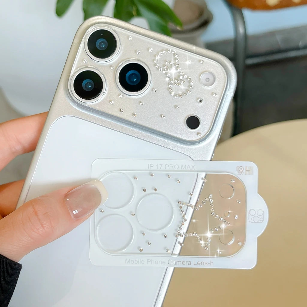 Ins Transparent Simple Rhinestone Stars Heart Bowknot Camera Lens Protector For iPhone 17 Pro 17ProMax  Protective Glass Lens