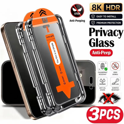 3-Pack Dust-Free Design Privacy Tempered Glass Screen Protector for Iphone 18 Pro Max/18 Pro/17 Pro Max/17 Pro/17/16 /15/14/13/12/11, with Installation Kit Auto-Alignment Kit Anti-Fall, Anti-Scratch, One-Click Dust-Free Insta