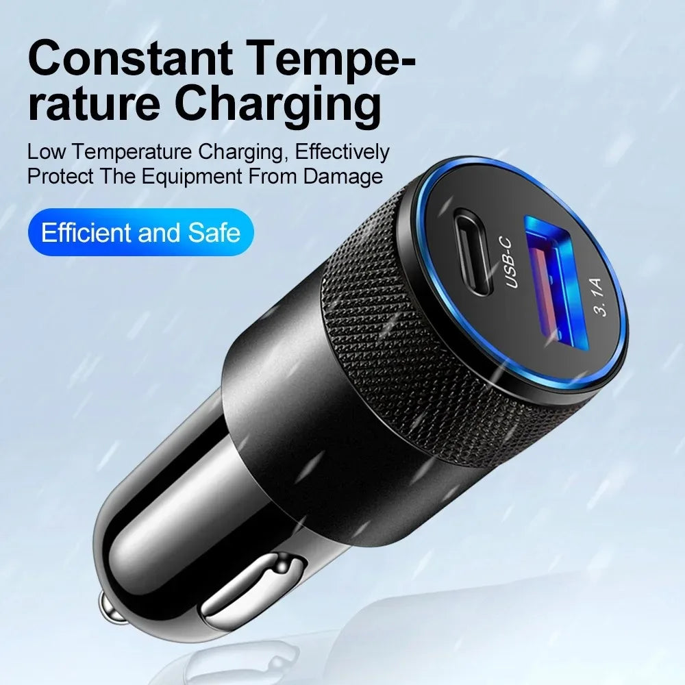 66W USB Car Charger Type C Fast Charging Phone Adapter For Xiaomi Huawei PD Phone Charger Car Adapter Socket Cigarette Lighte