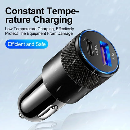 66W USB Car Charger Type C Fast Charging Phone Adapter For Xiaomi Huawei PD Phone Charger Car Adapter Socket Cigarette Lighte