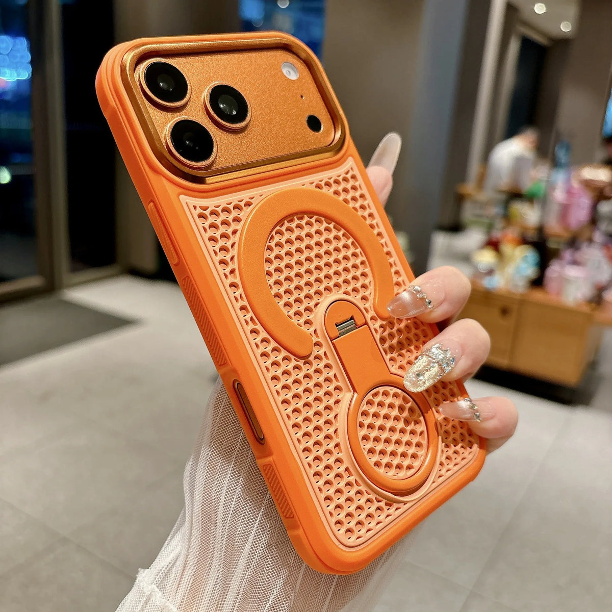 Invisible Support Bracket Cooling Heat Dissipation Phone Case For iPhone 17 16 15 14 13 12 11 Pro Max Breathable Magnetic Cover