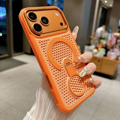 Invisible Support Bracket Cooling Heat Dissipation Phone Case For iPhone 17 16 15 14 13 12 11 Pro Max Breathable Magnetic Cover
