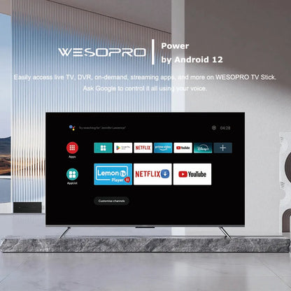 WESOPRO Android TV Stick G2 Smart IPTV Dongle 4K 30fps 2GB RAM 16GB ROM Dual Band 2.4GHz 5.0GHz Wifi 6 BT5.0 Compatible with ATV