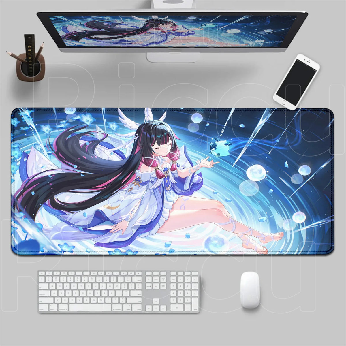 Kawaii Genshin Impact Columbina Mouse Pad Gaming Locking Animal Edge Big Computer Game Large Rubber Art Mousepad Laptop Desk Mat