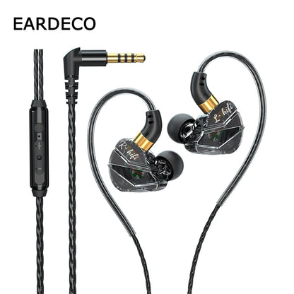 EARDECO Wired Headphones With Microphone Wire-Controlled Wired Earphone In-Ear Headphones Sport Earphones Gaming Headset Bass