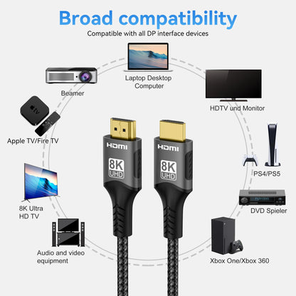 8K HDMI 2.1 Cable 4K@120Hz 8K@60Hz 48Gbps EARC ARC HDCP Ultra High Speed For RTX Video Cable PC Laptop Projector HDTV PS5 1m2m3m