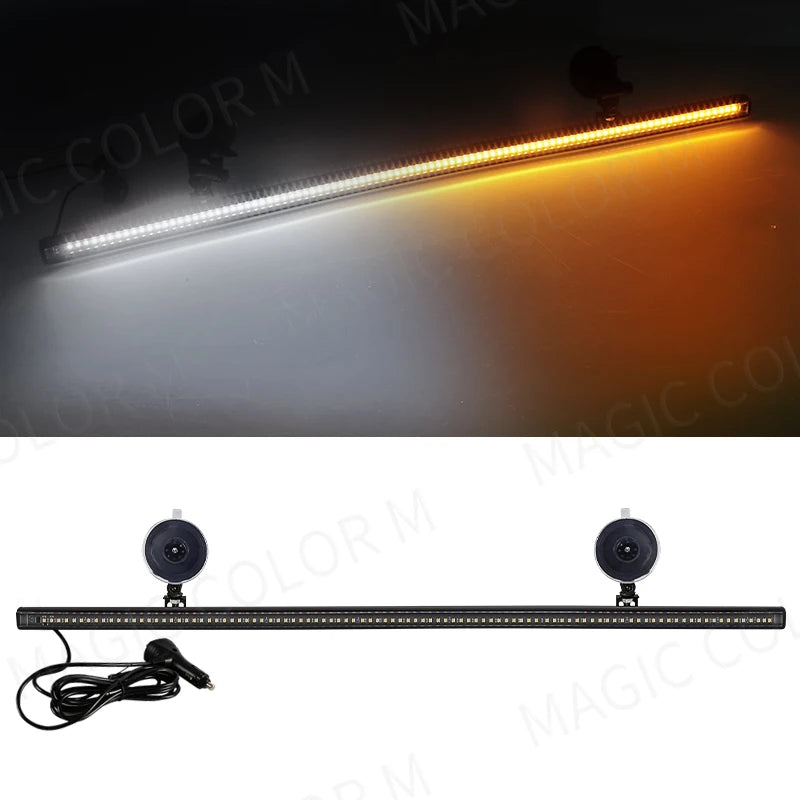 96 LED 3030 Beads Front Windshield Car Strobe Lamp Bar Traffic Signal Flashing Lamp Auto Roof Top Warning Light 12V Waterproof